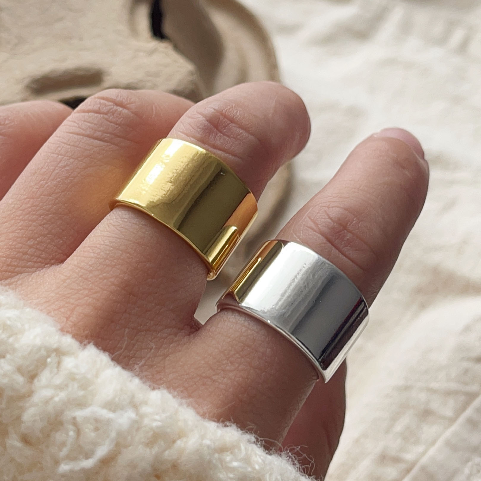 Statement Cocktail Ring - Ringe aus 925er-Sterlingsilber für Damen, geometrisch,