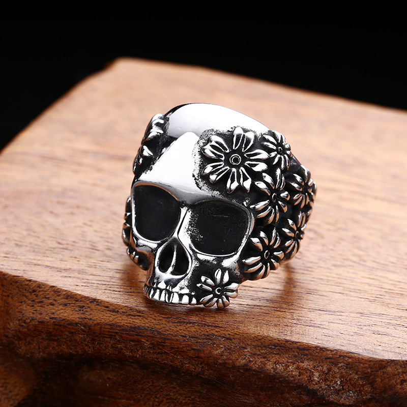 Sterling Silver Ring - 925 Sterling Silber Totenkopfring für Männer