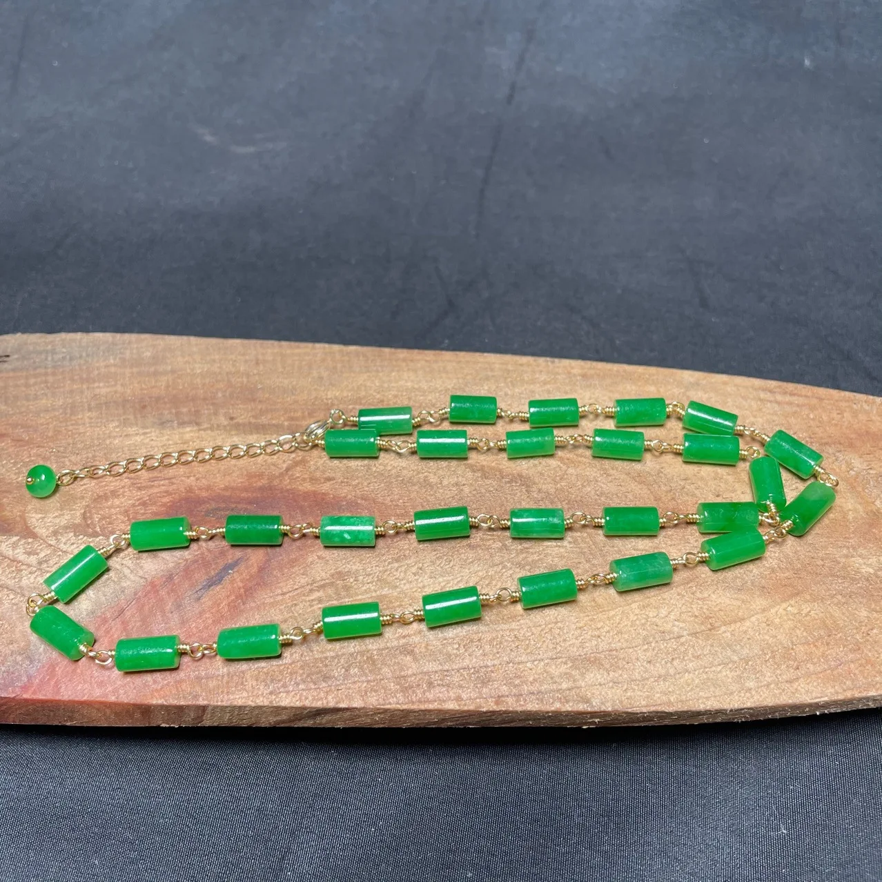 Jewelry & Watches Vitopoulos - Grüne Jade-Perlen-Halskette, Vintage-Glücksschmuck, Stein, Geschenke für
