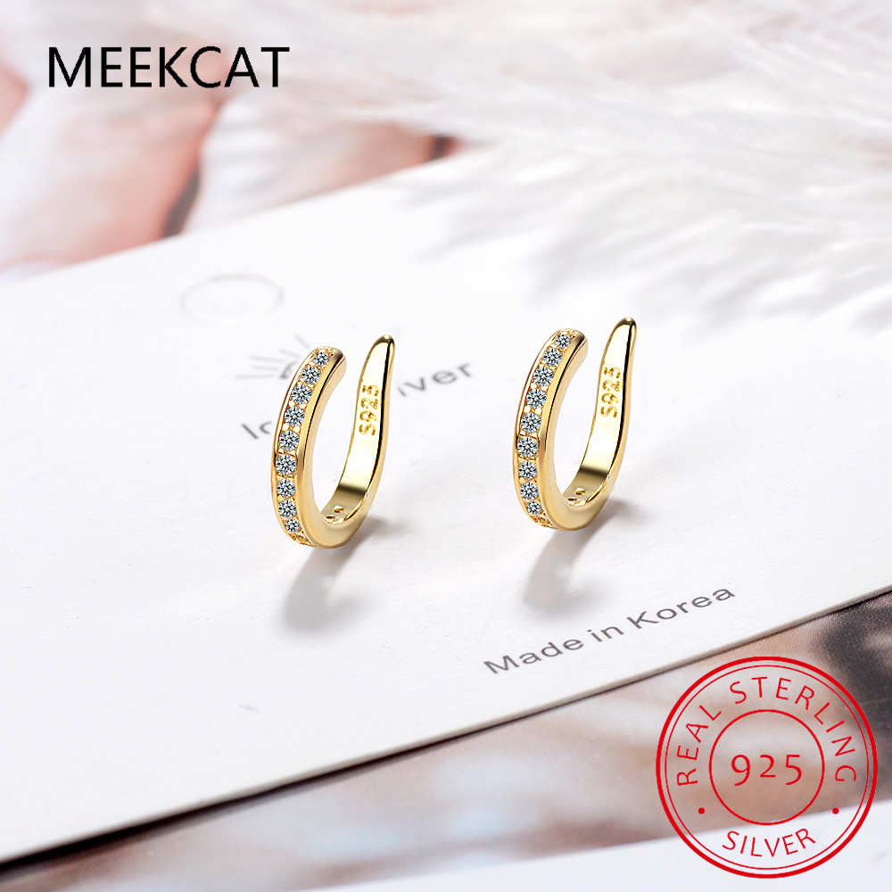Ear Cuff No Piercing - Ohrclips aus 925er-Sterlingsilber mit vollem Moissanit-Moissanit