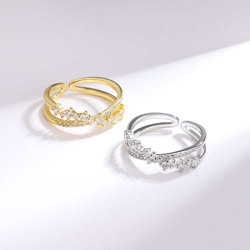 Statement Cocktail Ring - Mode 925 Sterling Silber Zirkon überlappende