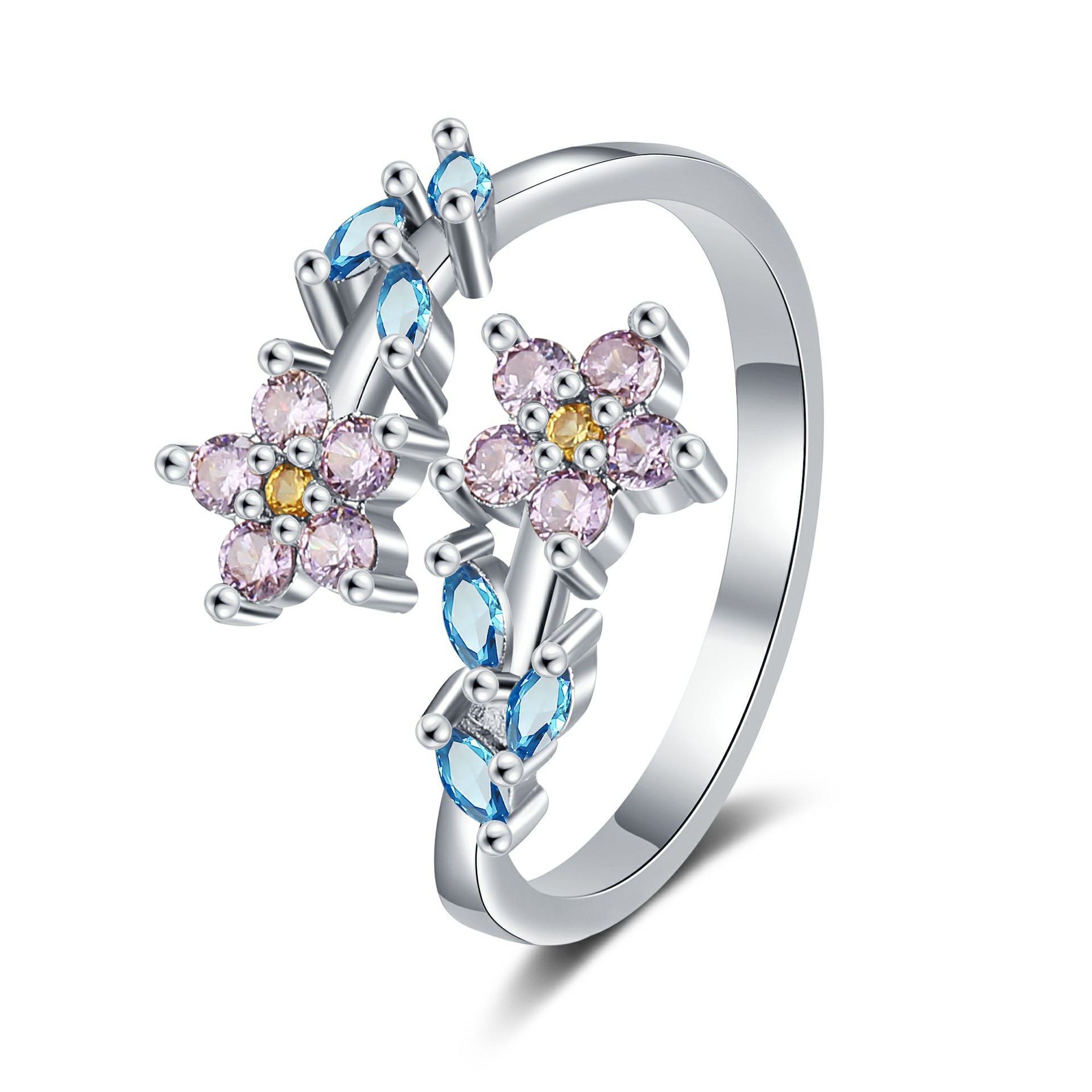Statement Cocktail Ring - 925 Sterling Silber Blumen blatt Ringe