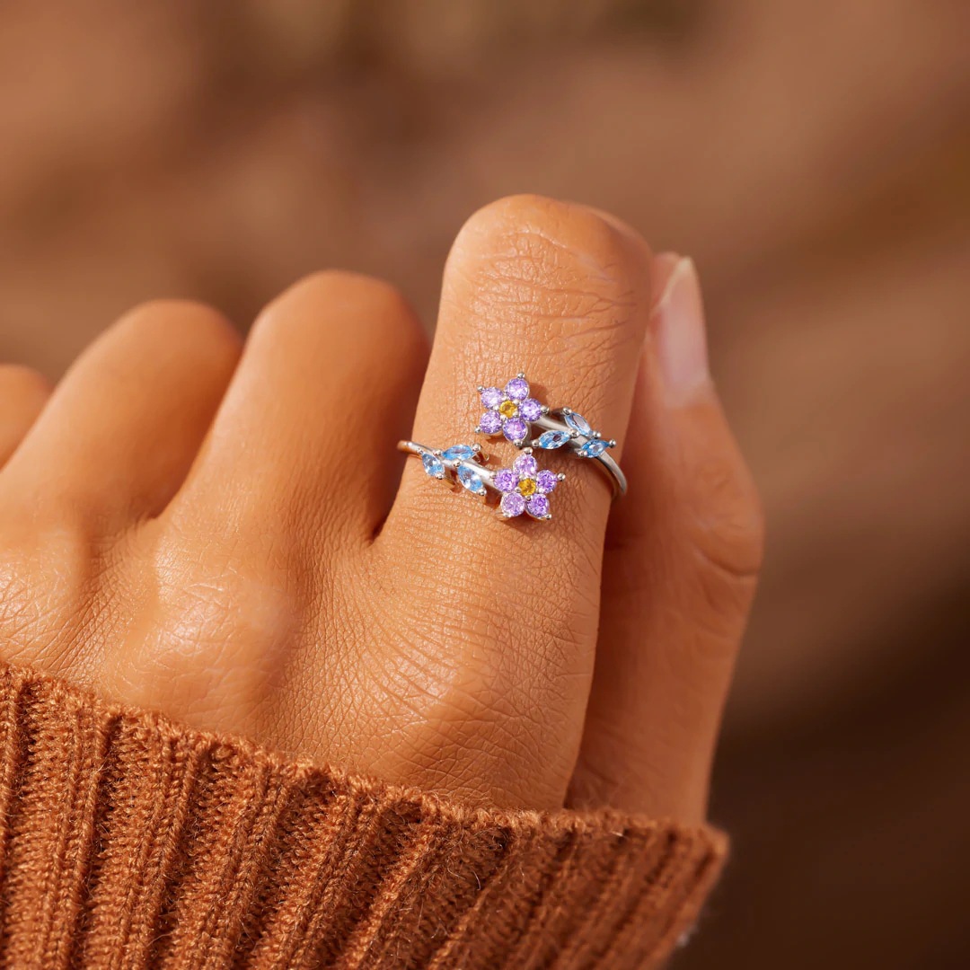 925 Sterling Silber Blumen bla – Statement Cocktail Ring Bewertung und Preis
